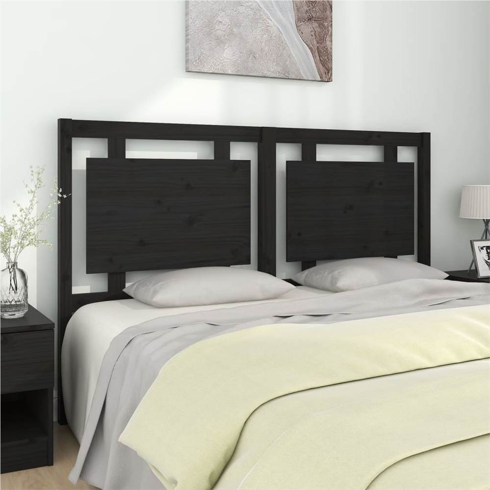 Bed Headboard Black 155.5x4x100 cm Solid Pine Wood
