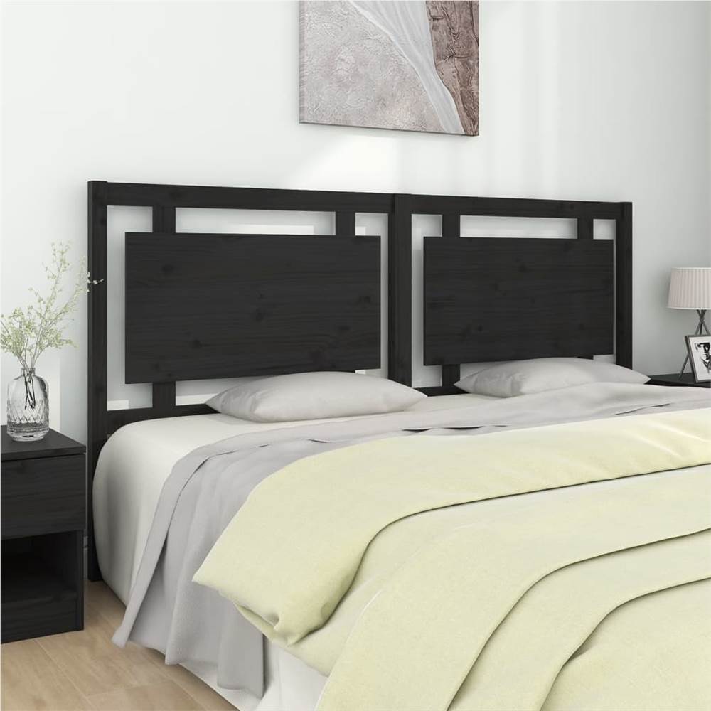 

Bed Headboard Black 185.5x4x100 cm Solid Pine Wood