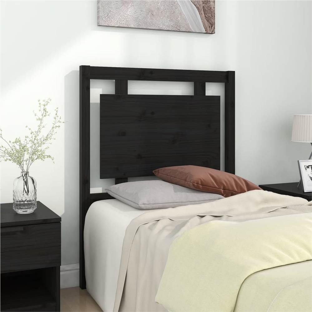 

Bed Headboard Black 80.5x4x100 cm Solid Pine Wood