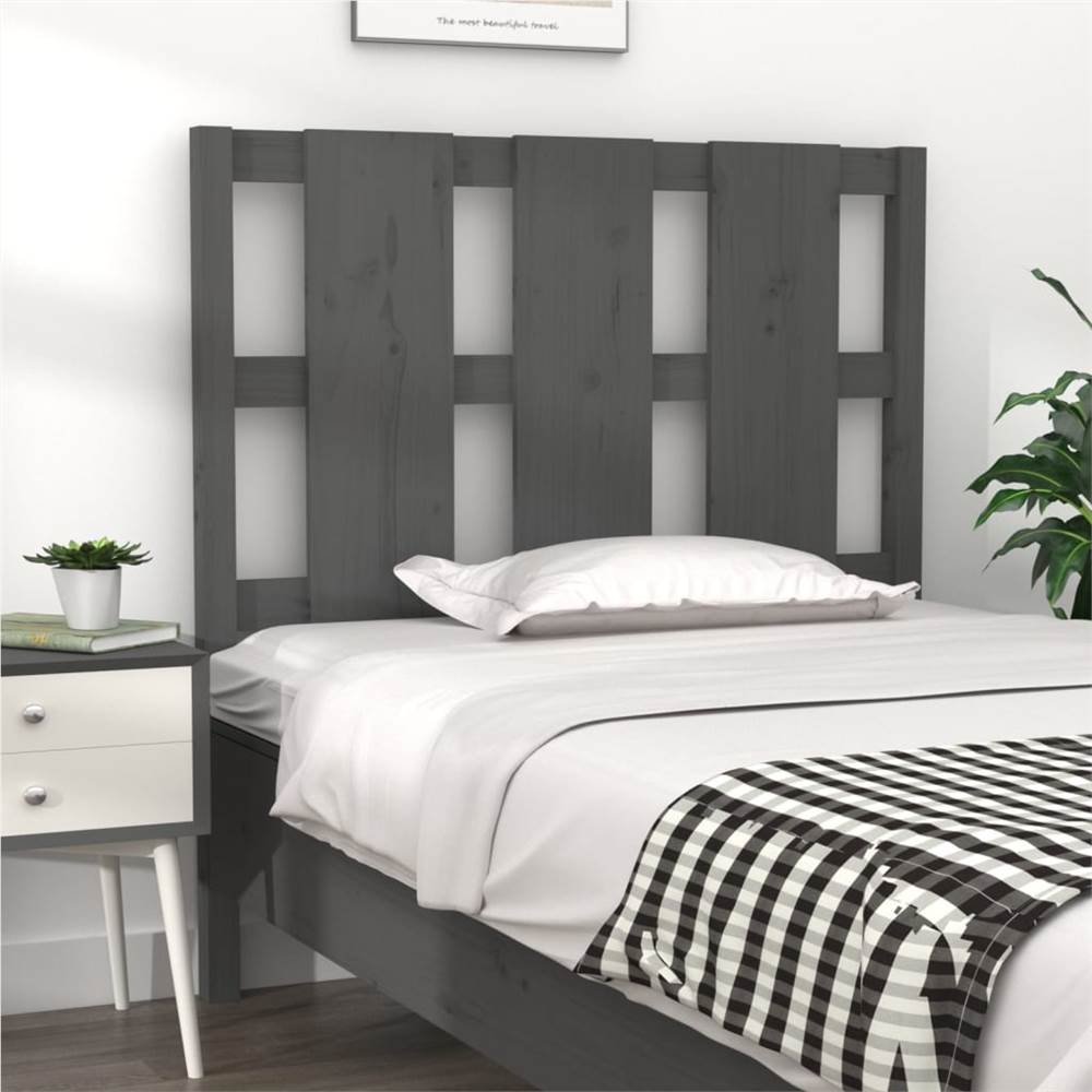 Bed Headboard Grey 105.5x4x100 cm Solid Wood Pine