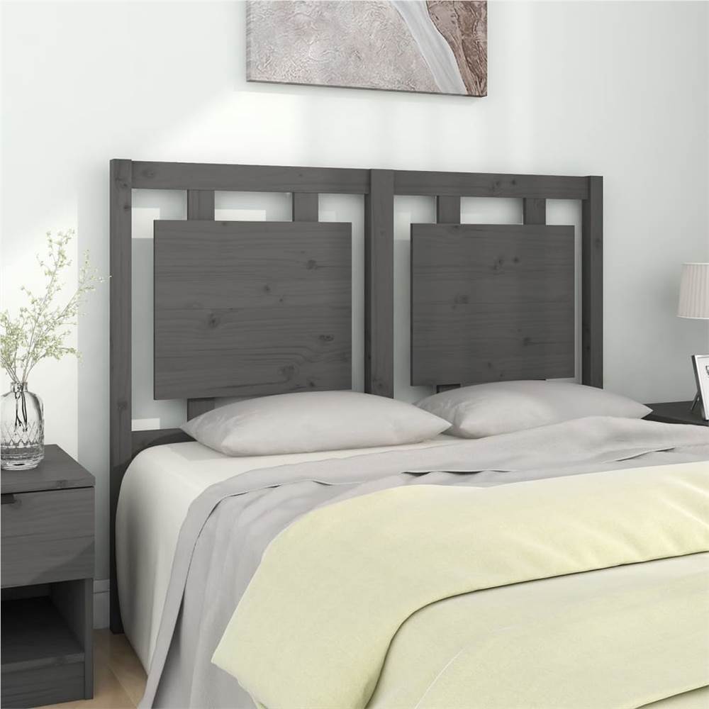 Bed Headboard Grey 125.5x4x100 cm Solid Pine Wood