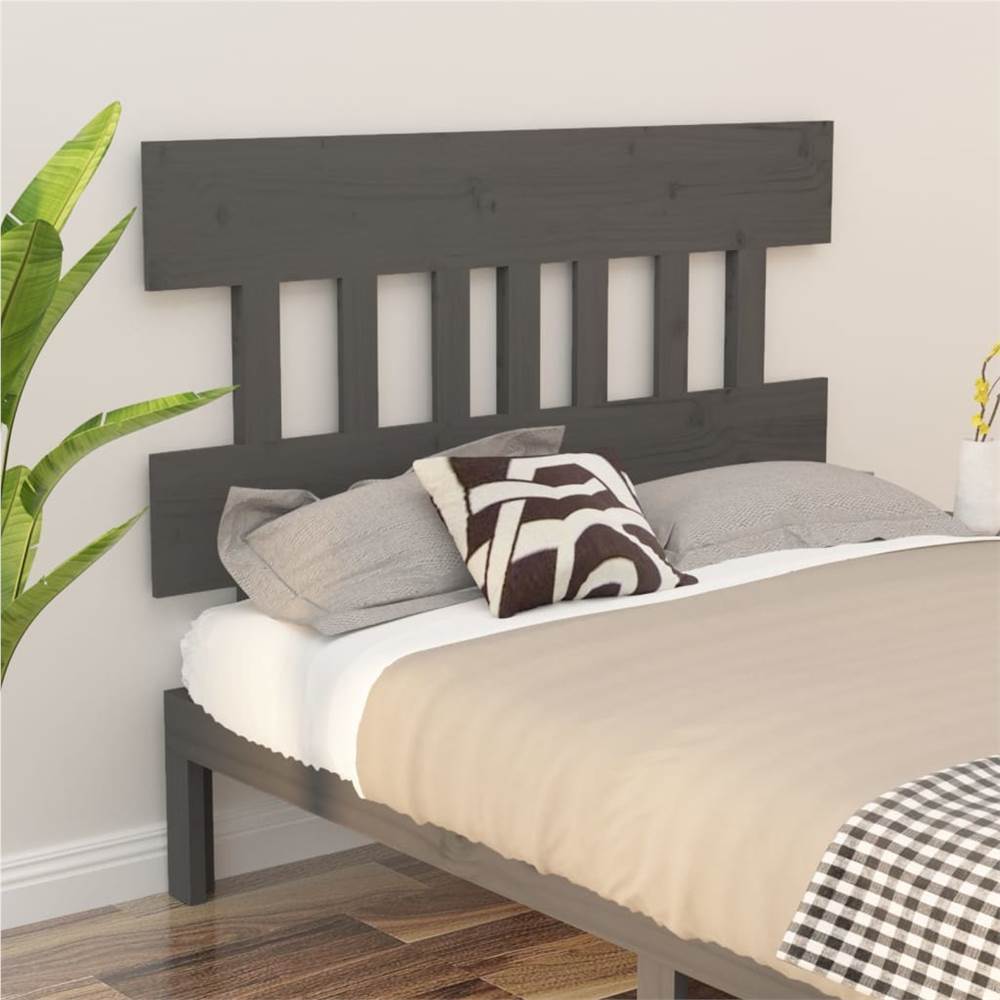 Bed Headboard Grey 143.5x3x81 cm Solid Wood Pine