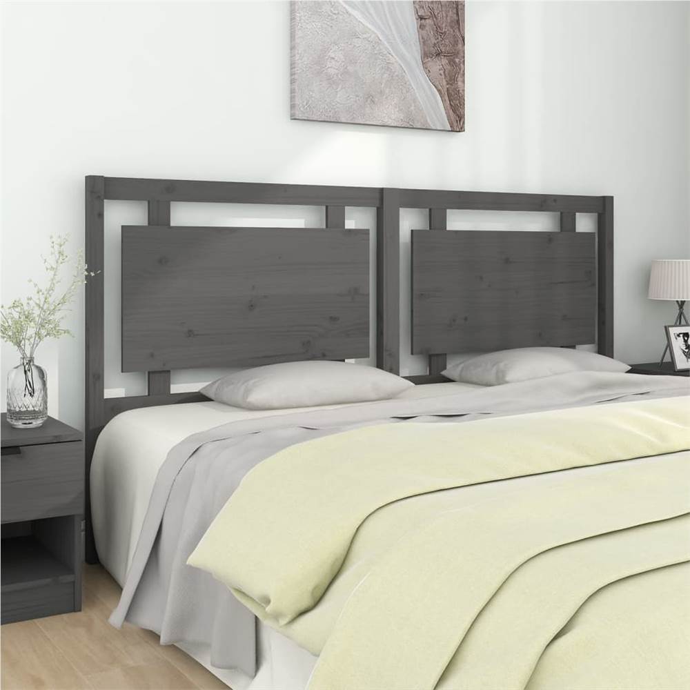Bed Headboard Grey 185.5x4x100 cm Solid Pine Wood