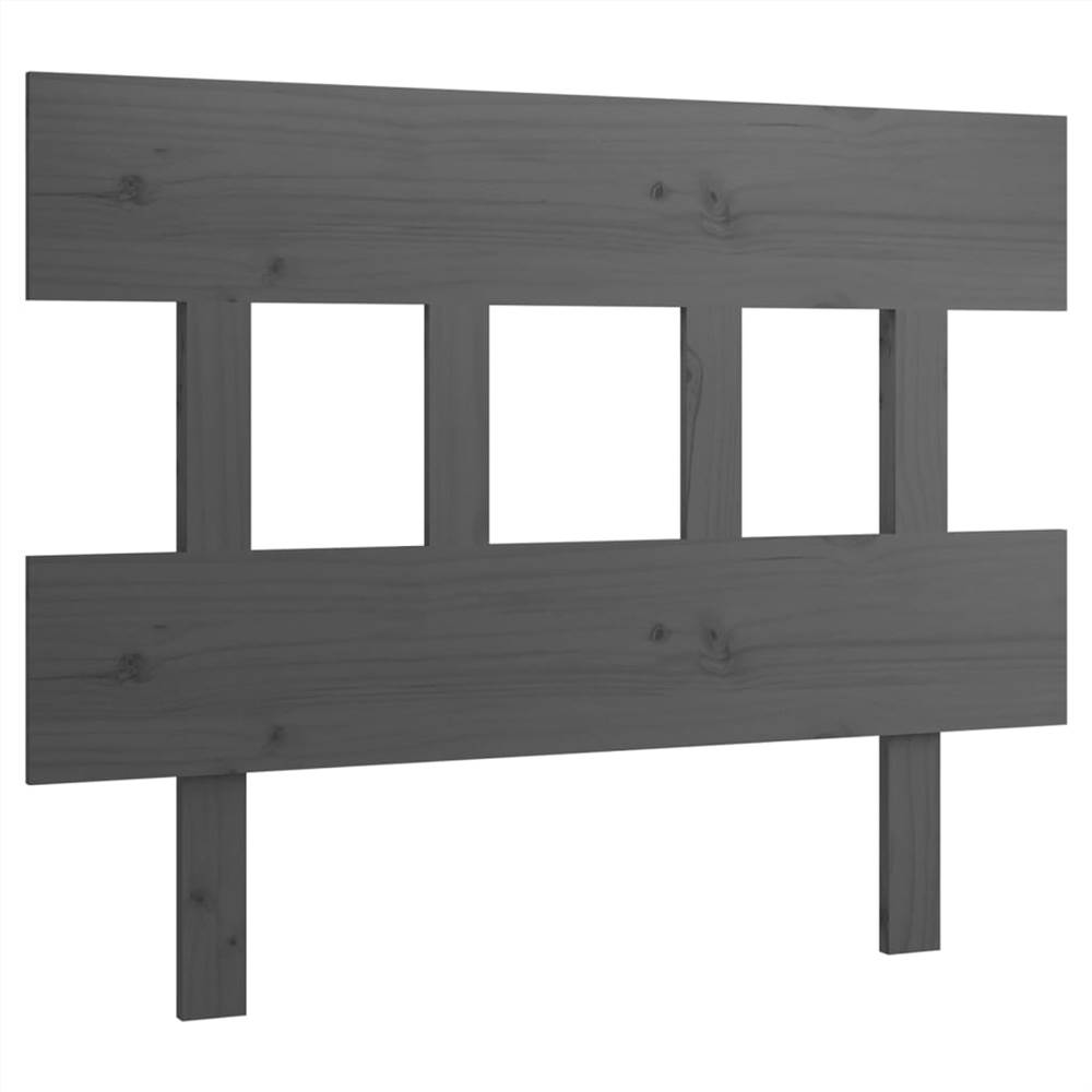 Bed Headboard Grey 93.5x3x81 cm Solid Wood Pine
