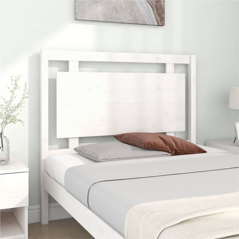 Bed Headboard White 105.5x4x100 cm Solid Pine Wood
