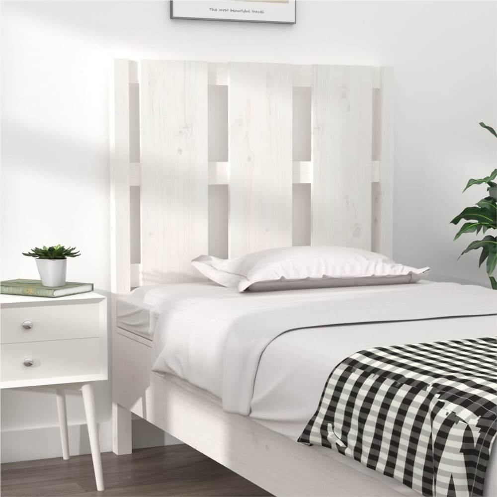 Bed Headboard White 80.5x4x100 cm Solid Wood Pine