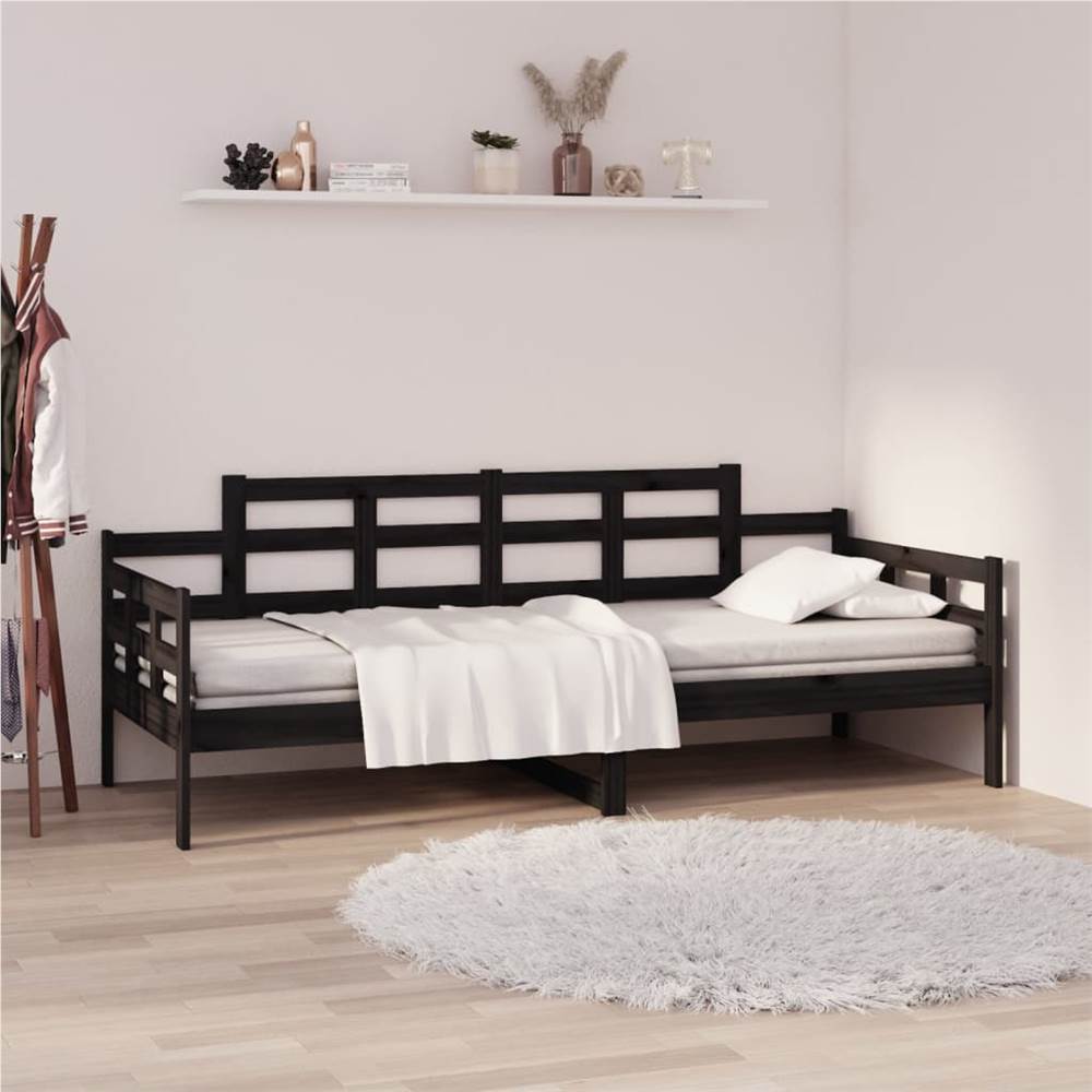 

Day Bed Black Solid Wood Pine 90x200 cm