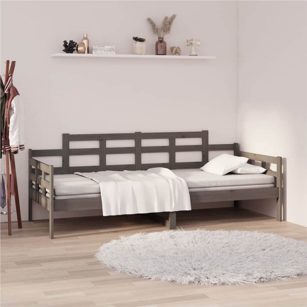 Day Bed Grey Solid Wood Pine 80x200 cm