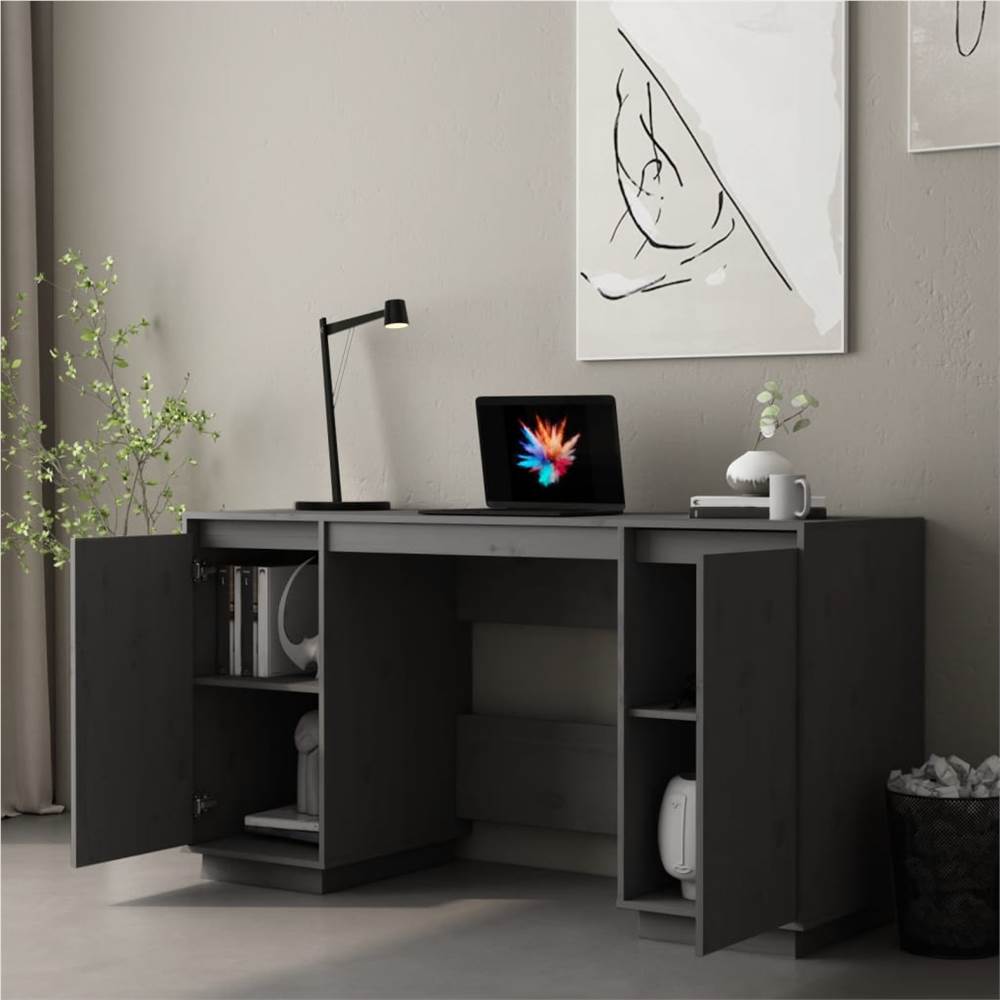 Desk Grey 140x50x75 Cm Solid Wood Pine 14 Desk Grey 140x50x75 cm Solid Wood Pine