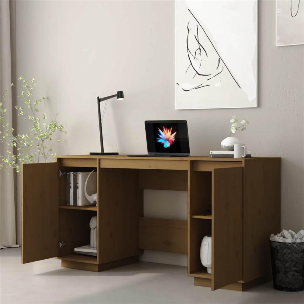 Desk Honey Brown 140x50x75 cm Solid Wood Pine