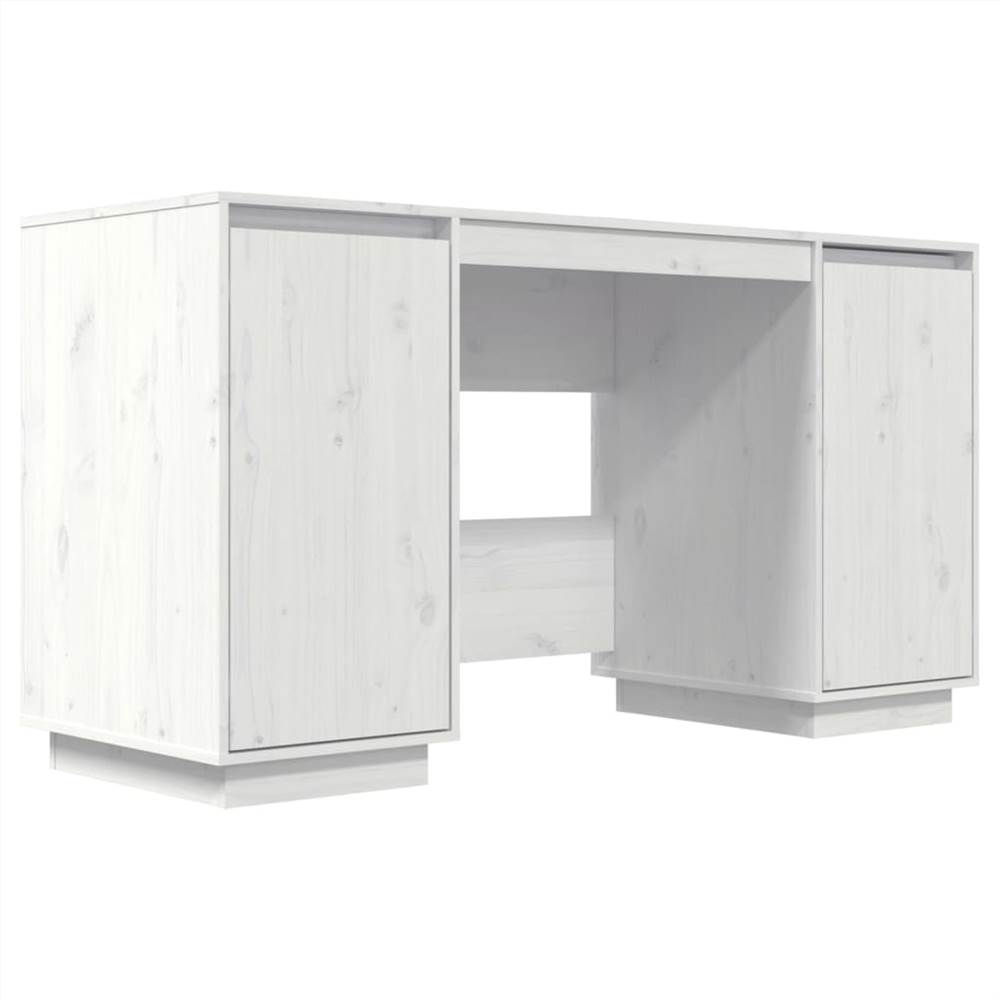 Desk White 140x50x75 cm Solid Wood Pine