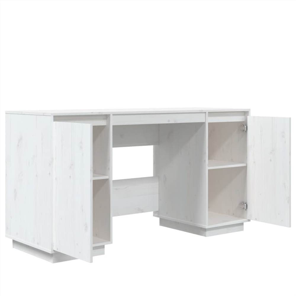 Desk White 140x50x75 cm Solid Wood Pine