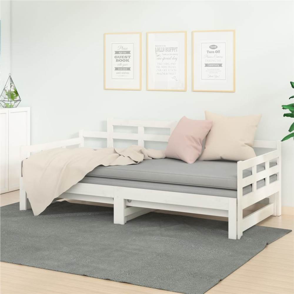 

Pull-out Day Bed White Solid Wood Pine 2x(90x200) cm