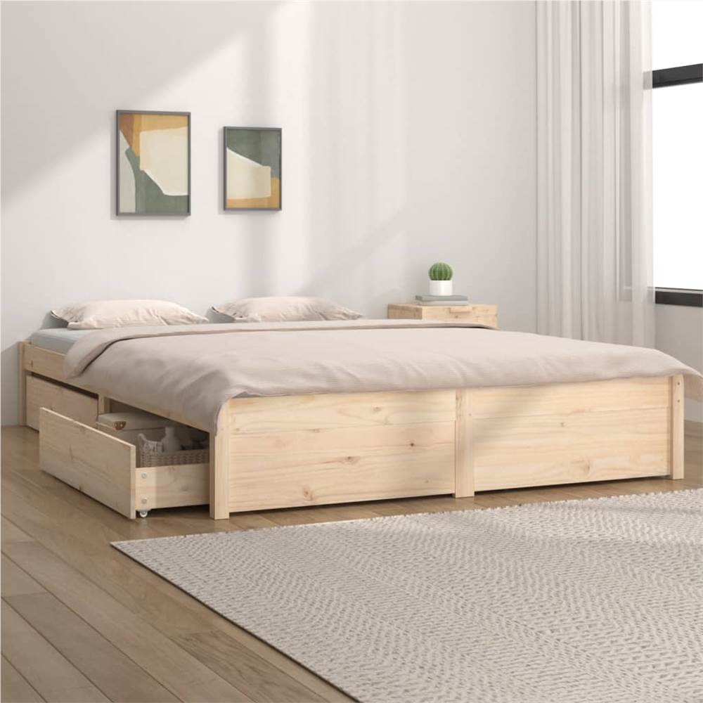 Bed Frame with Drawers 120x190 cm 4FT Small Double