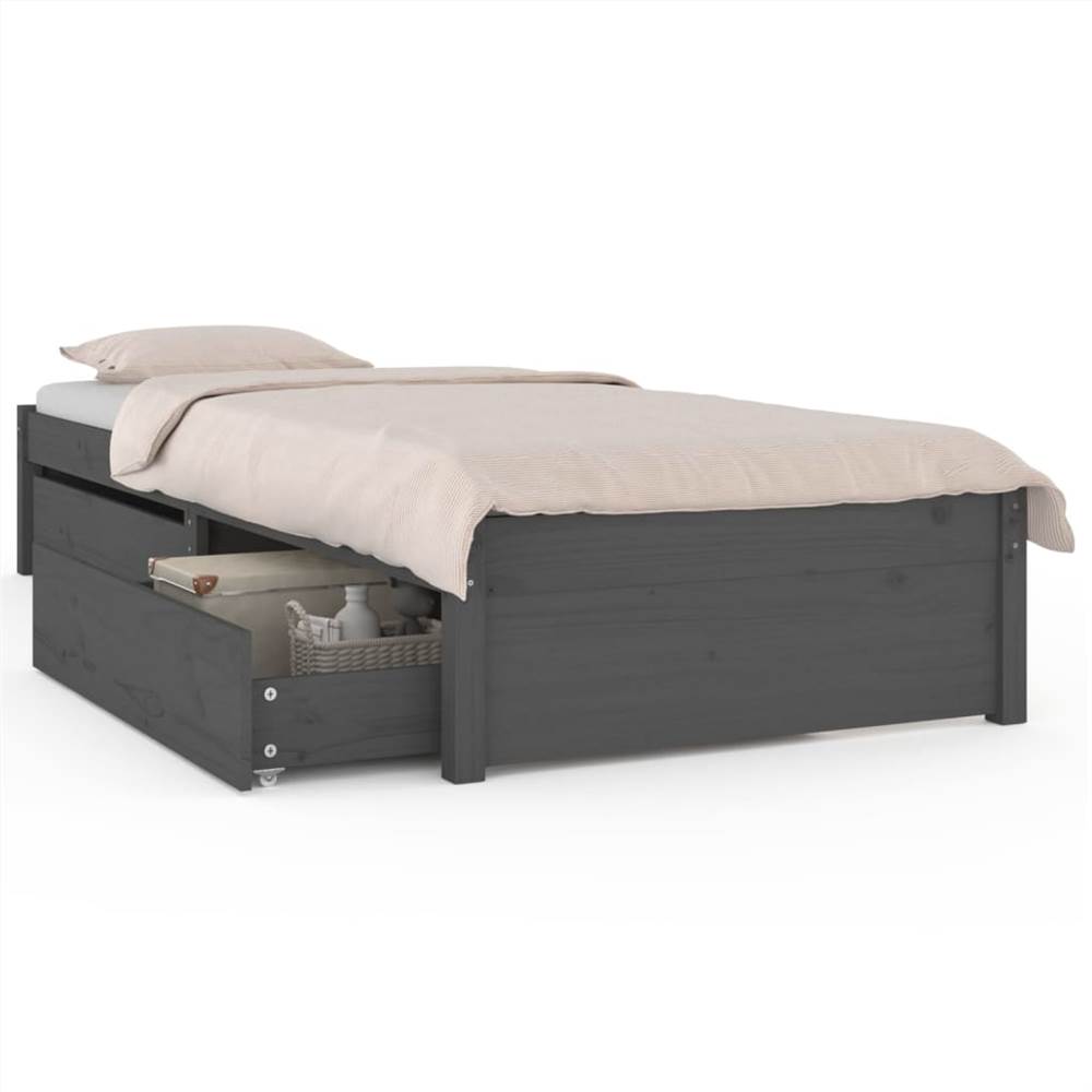 Bed Frame With Drawers Grey 90x200 Cm