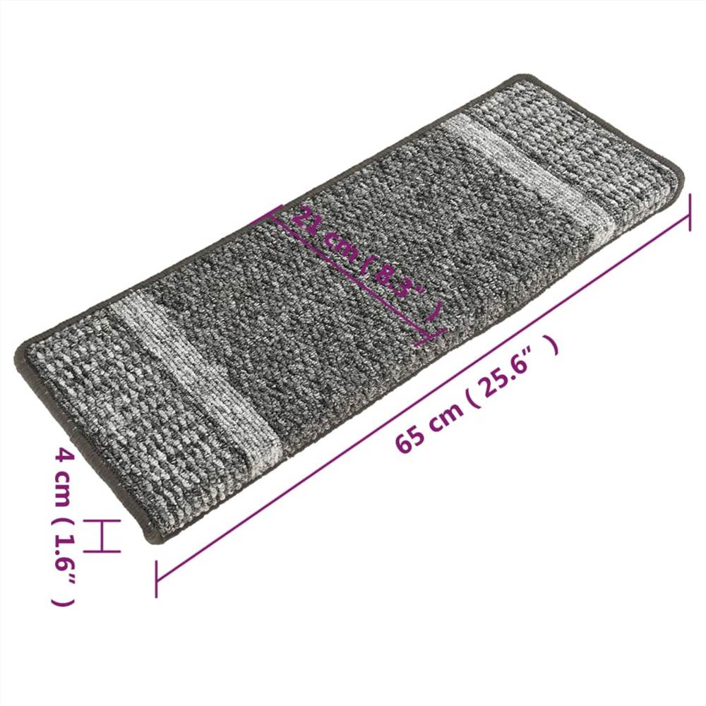 Self-adhesive Carpet Stair Treads 15 pcs Grey 65x25 cm