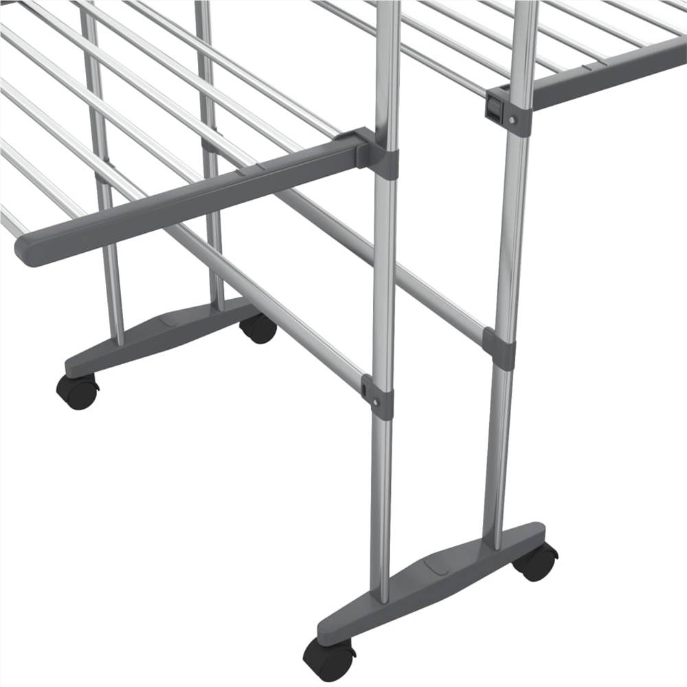 3Tier Laundry Drying Rack with Wheels Silver 60x70x166 cm