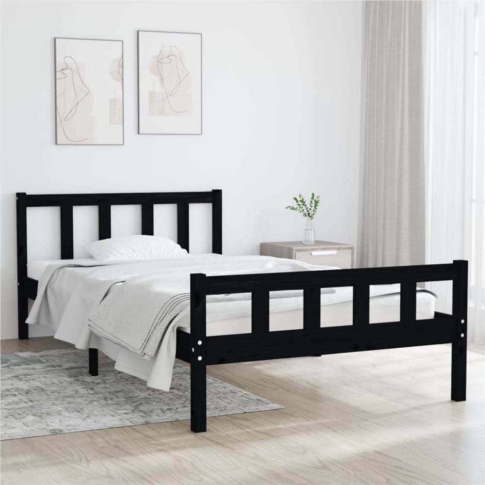 

Bed Frame Black Solid Wood 100x200 cm