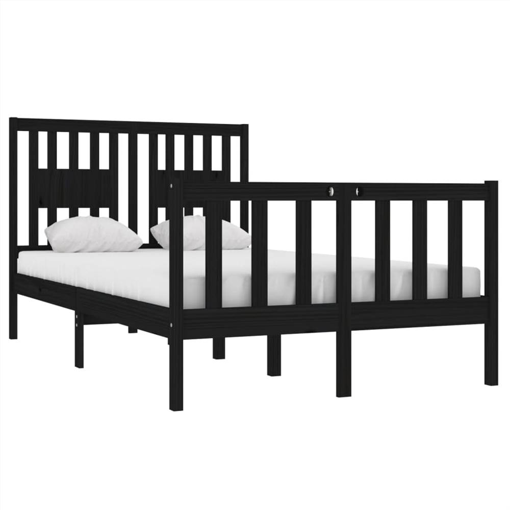 Bed Frame Black Solid Wood 120x190 Cm 4FT Small Double 8 Bed Frame Black Solid Wood 120x190 cm 4FT Small Double