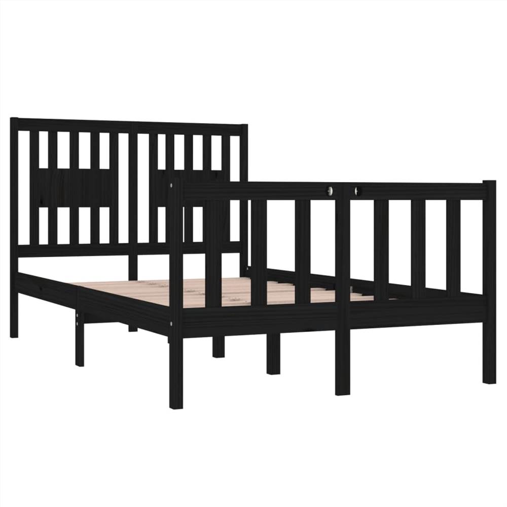 Bed Frame Black Solid Wood 120x190 Cm 4FT Small Double 9 Bed Frame Black Solid Wood 120x190 cm 4FT Small Double
