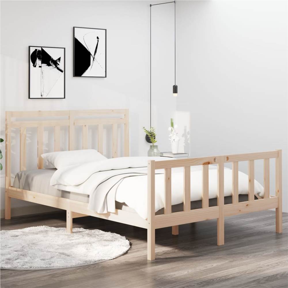 

Bed Frame Black Solid Wood 120x190 cm 4FT Small Double