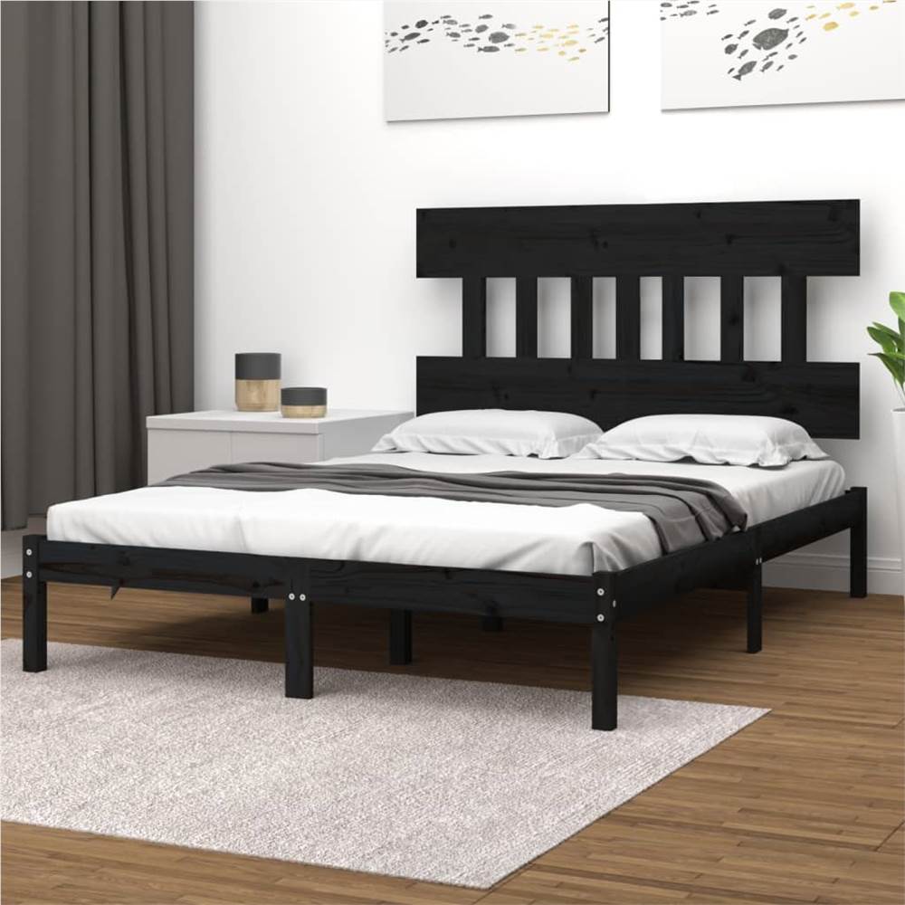 

Bed Frame Black Solid Wood 140x190 cm