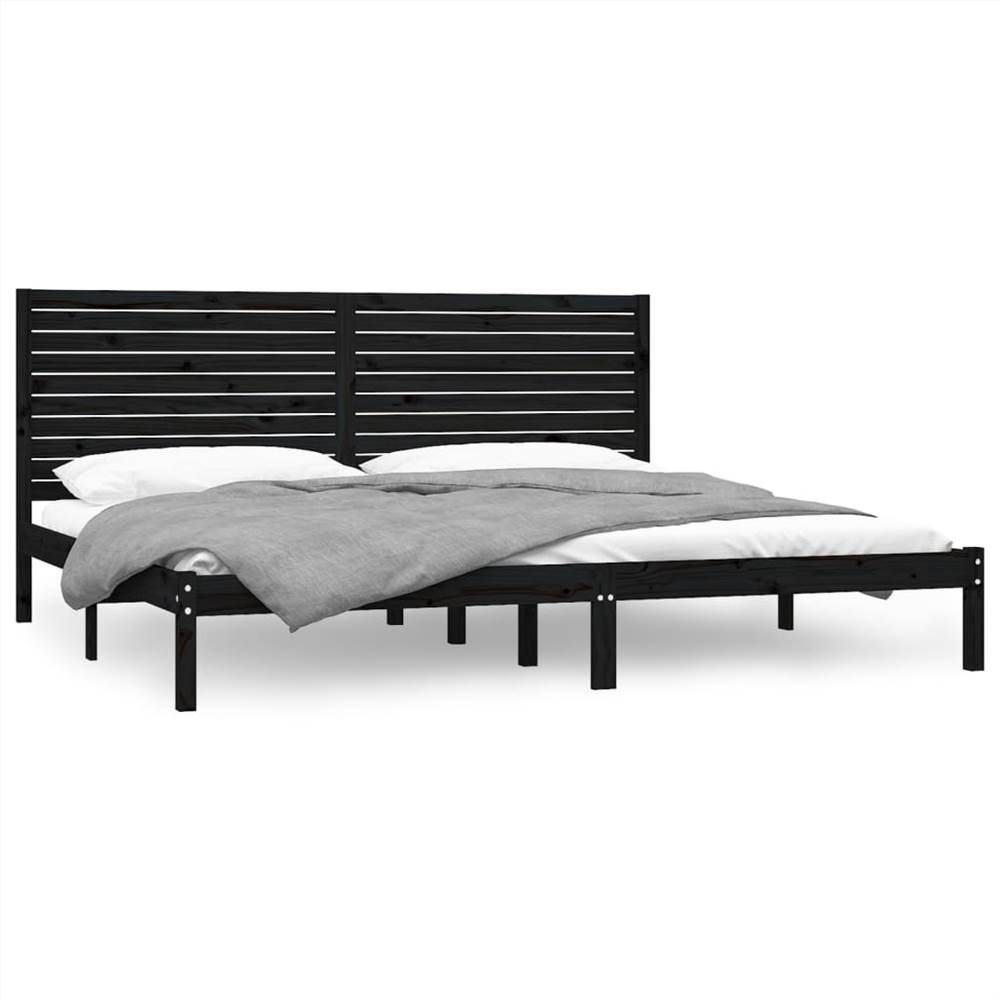 Bed Frame Black Solid Wood 180x200 cm 6FT Super King
