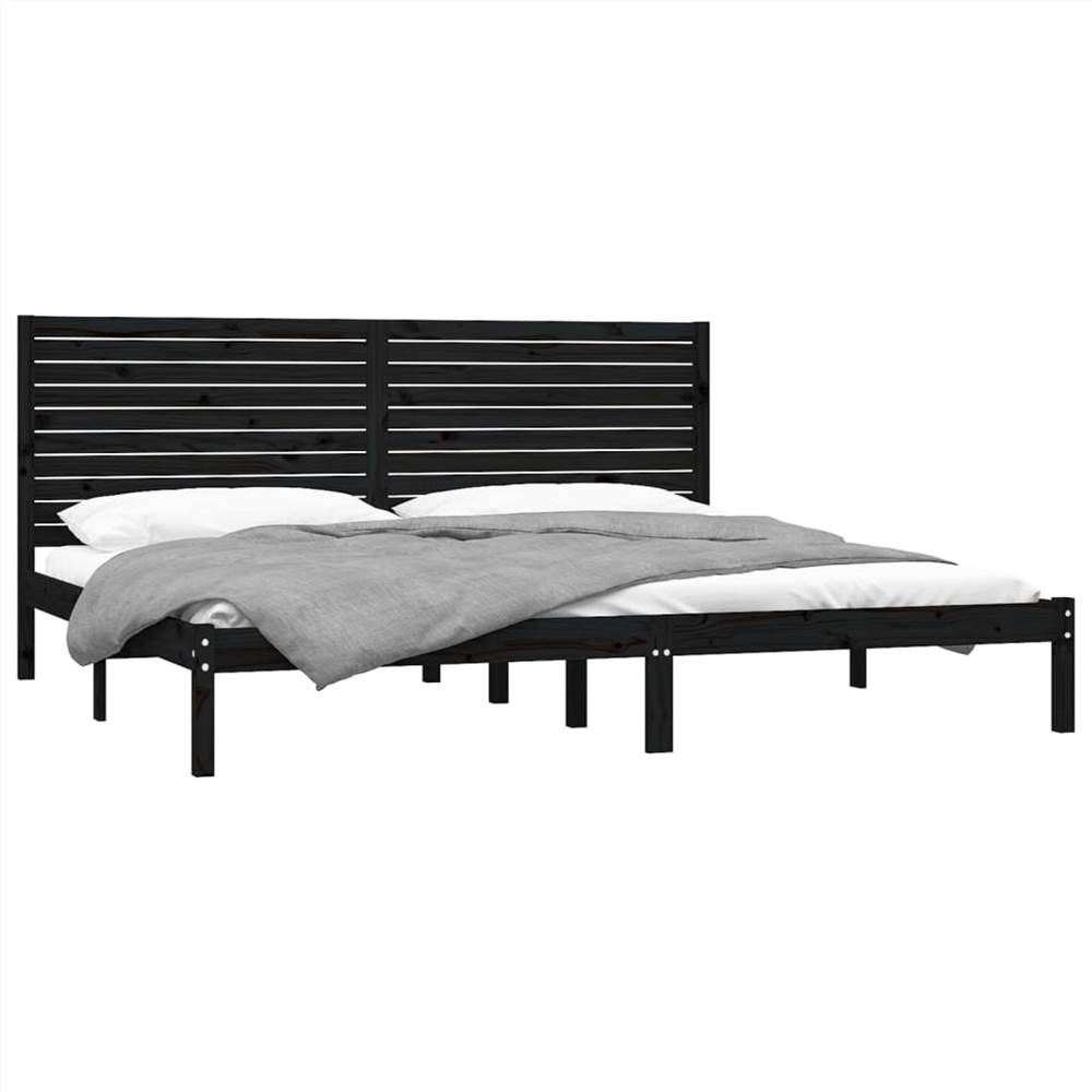 Bed Frame Black Solid Wood 180x200 cm 6FT Super King