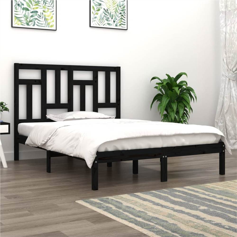 

Bed Frame Black Solid Wood Pine 140x190 cm
