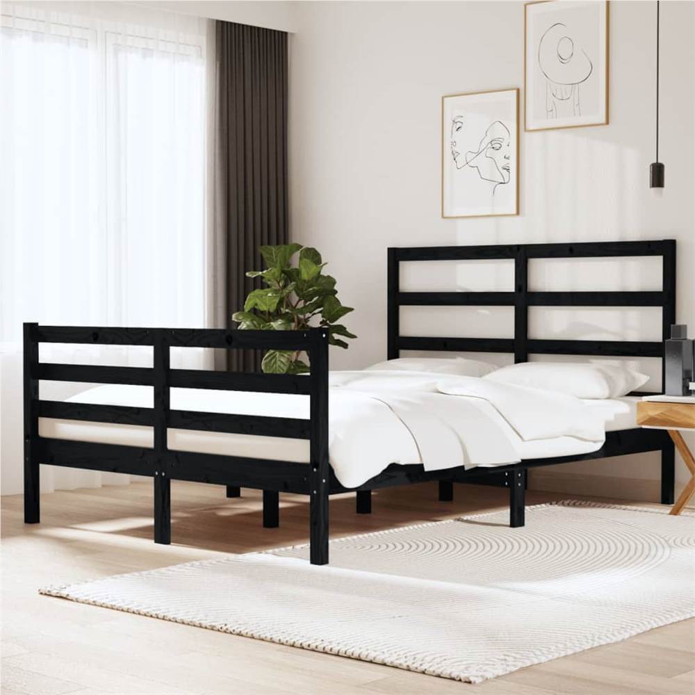 

Bed Frame Black Solid Wood Pine 150x200 cm 5FT King Size