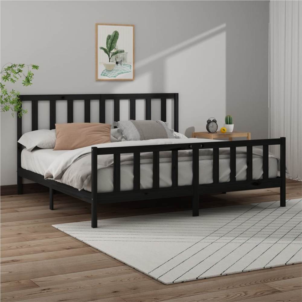 

Bed Frame Black Solid Wood Pine 200x200 cm