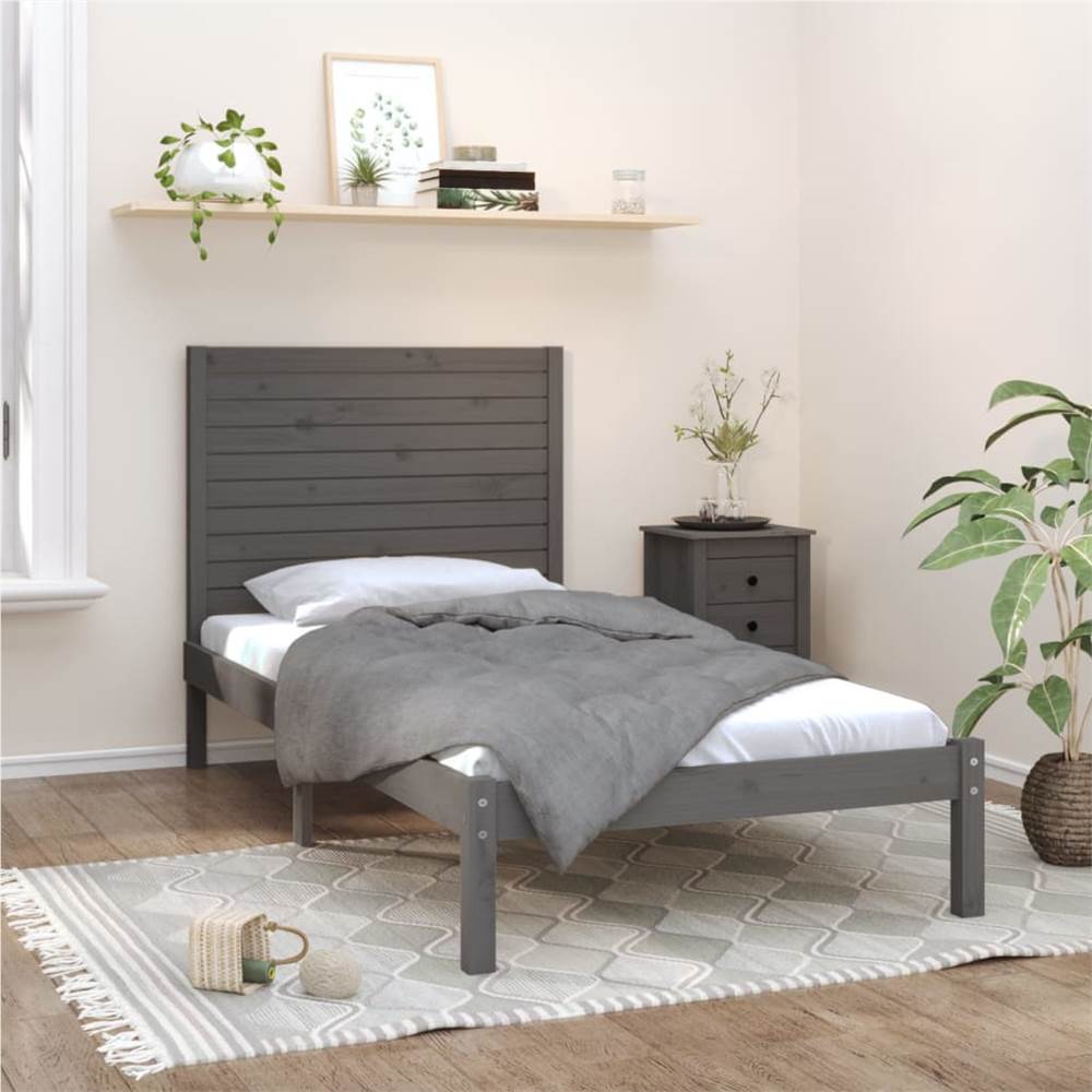 

Bed Frame Grey Solid Wood 100x200 cm