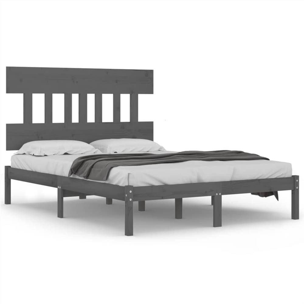 Bed Frame Grey Solid Wood 140x200 cm