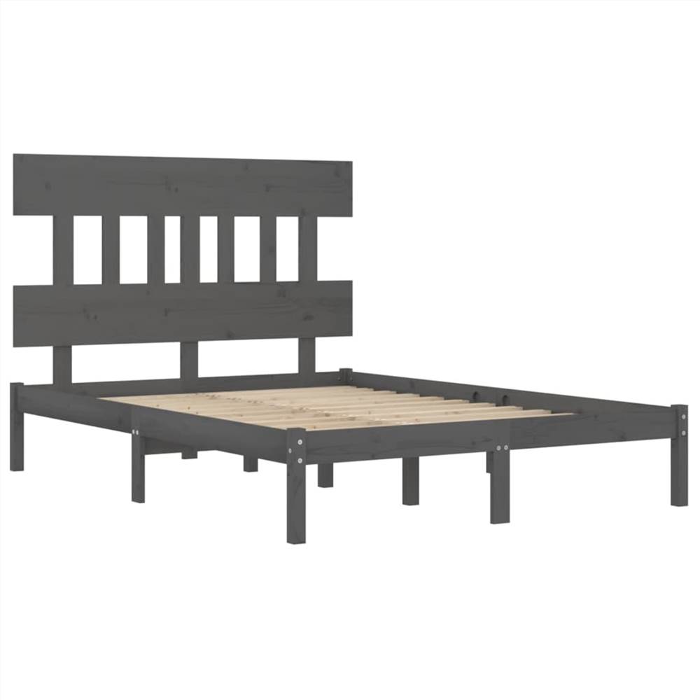 Bed Frame Grey Solid Wood 140x200 cm