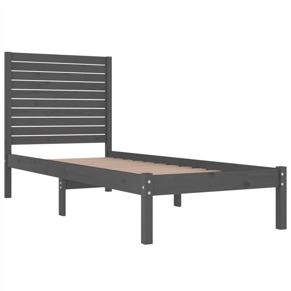 Bed Frame Grey Solid Wood 75x190 cm 2FT6 Small Single