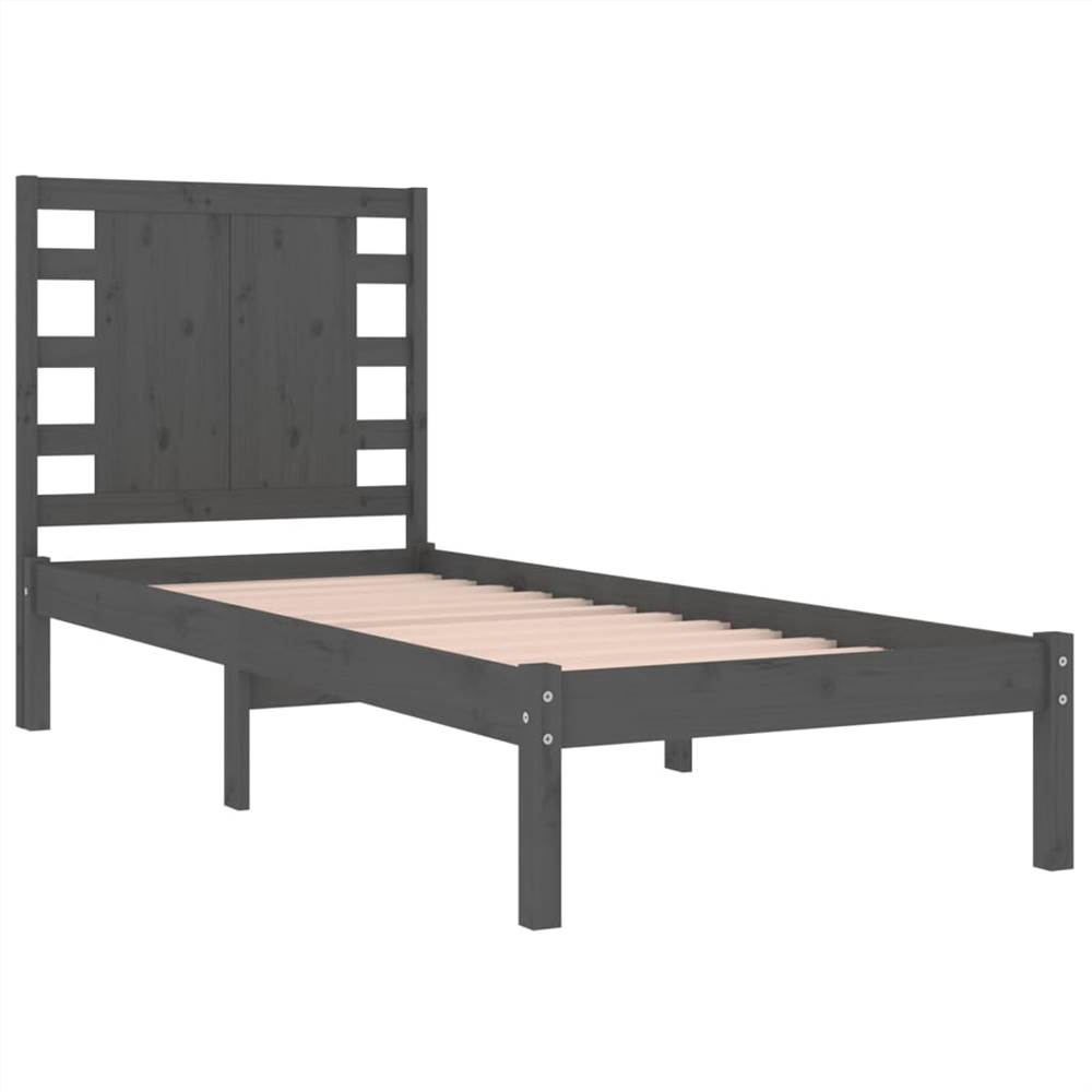 Bed Frame Grey Solid Wood 90x190 cm 3FT Single