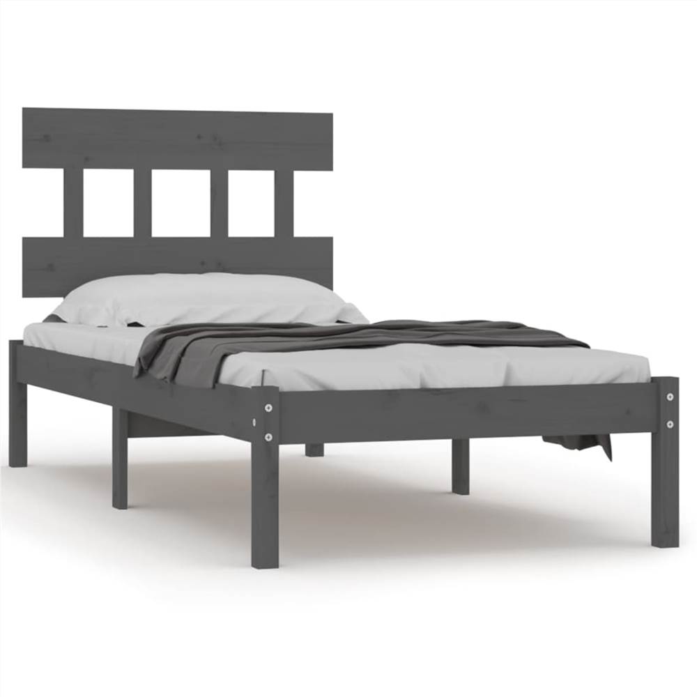 Bed Frame Grey Solid Wood 90x200 Cm 7 Bed Frame Grey Solid Wood 90x200 cm