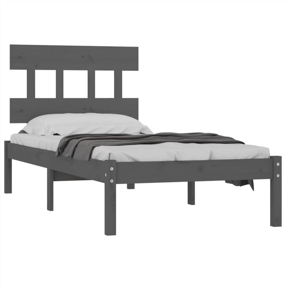 Bed Frame Grey Solid Wood 90x200 Cm 8 Bed Frame Grey Solid Wood 90x200 cm