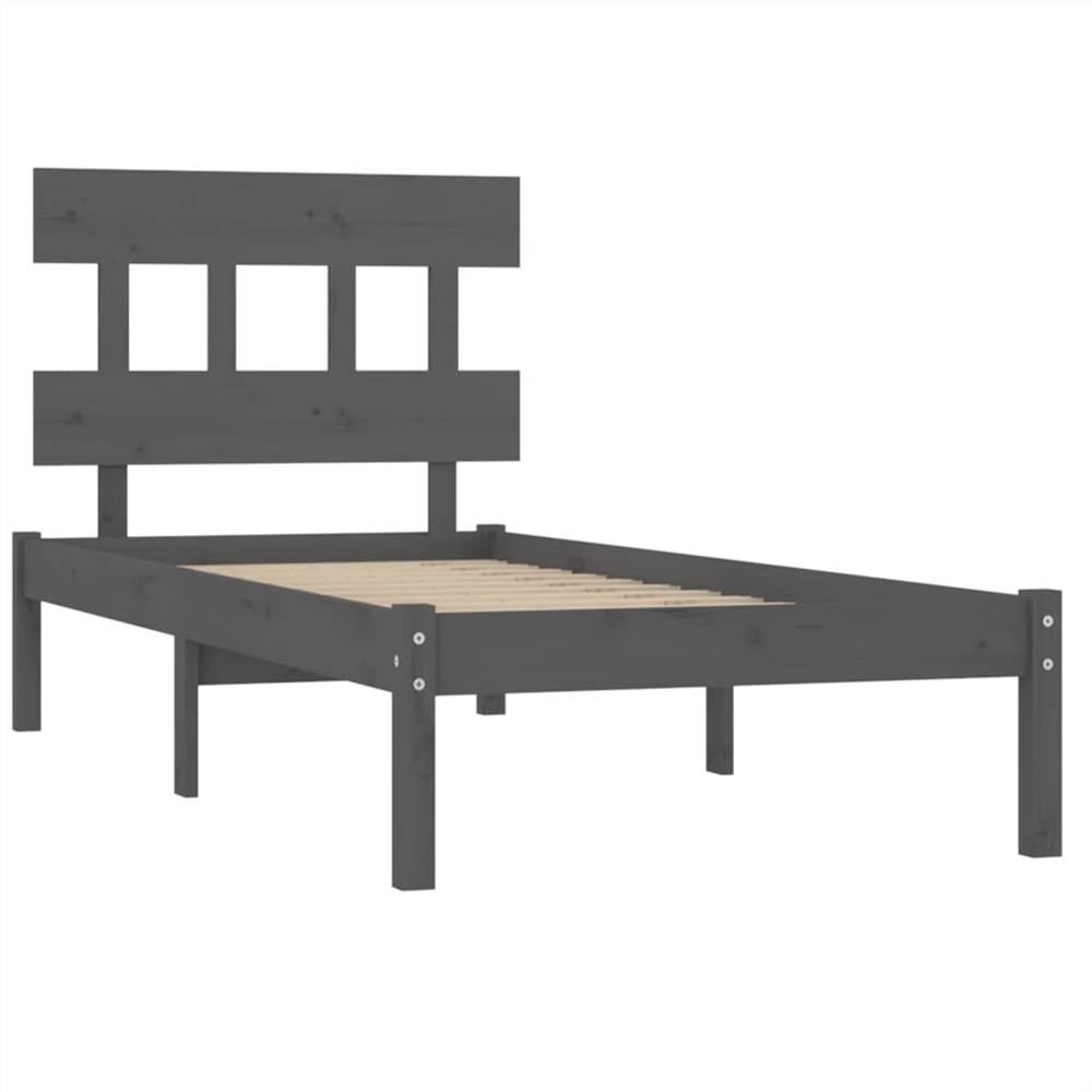 Bed Frame Grey Solid Wood 90x200 Cm 9 Bed Frame Grey Solid Wood 90x200 cm