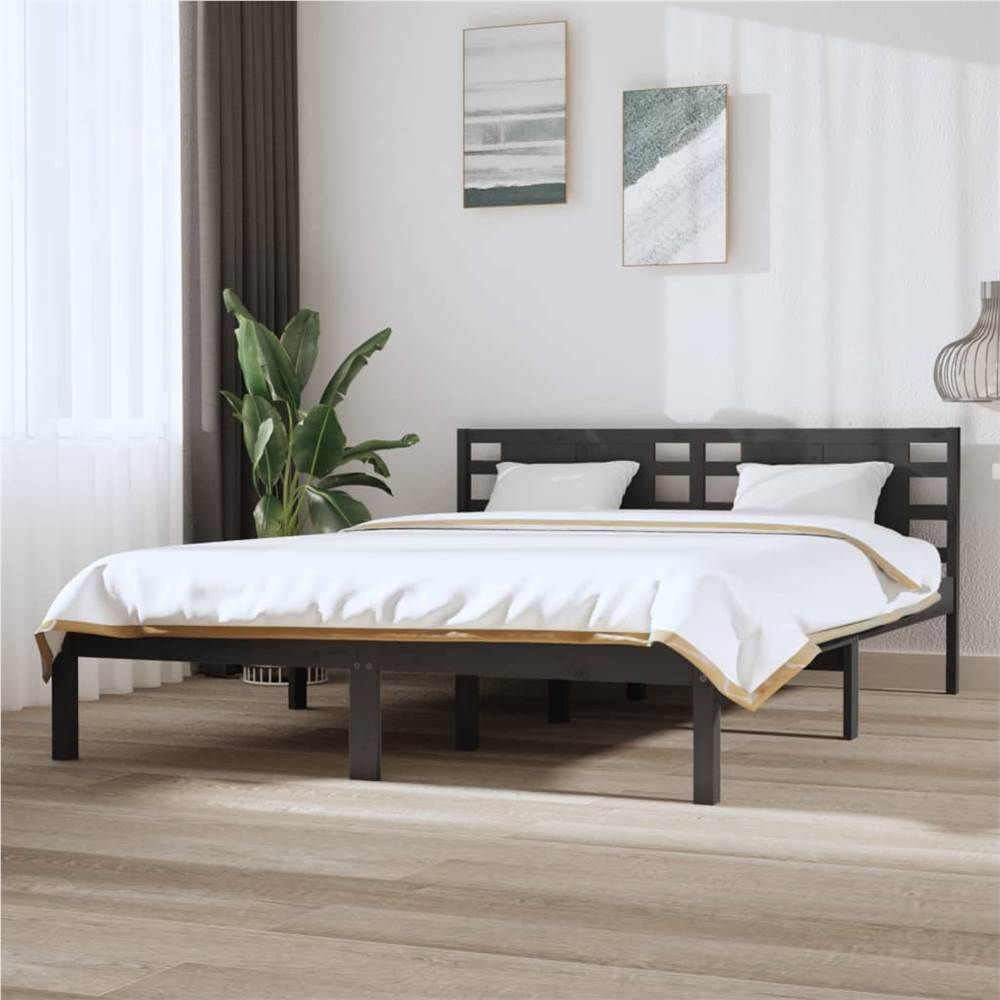 

Bed Frame Grey Solid Wood Pine 120x200 cm