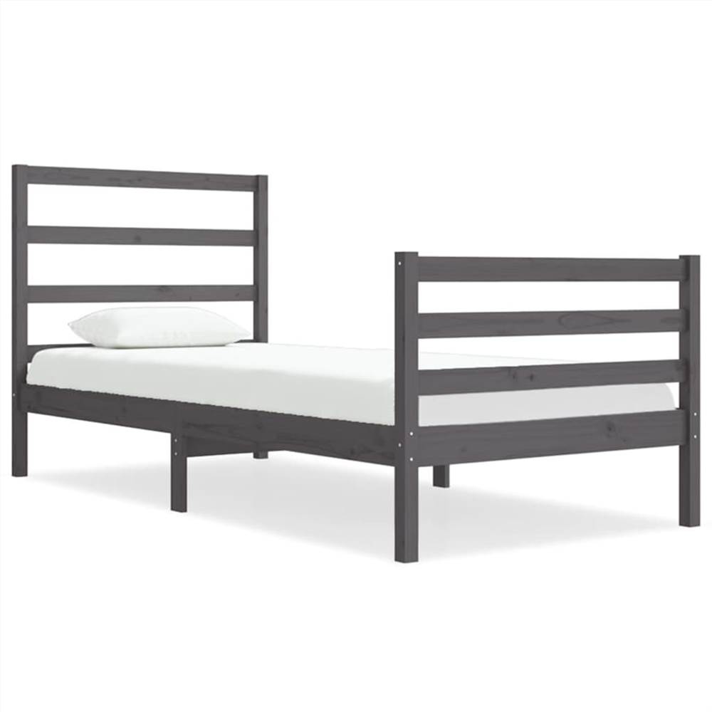Bed Frame Grey Solid Wood Pine 90x190 Cm 3FT Single 7 Bed Frame Grey Solid Wood Pine 90x190 cm 3FT Single