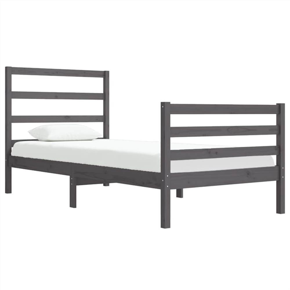 Bed Frame Grey Solid Wood Pine 90x190 Cm 3FT Single 8 Bed Frame Grey Solid Wood Pine 90x190 cm 3FT Single