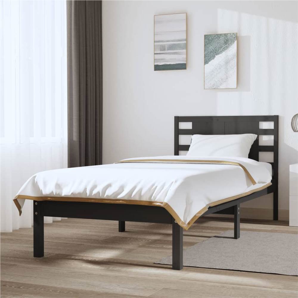 

Bed Frame Grey Solid Wood Pine 90x200 cm