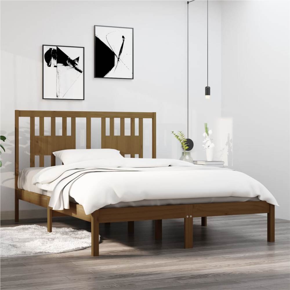 

Bed Frame Honey Brown Solid Wood 120x190 cm 4FT Small Double