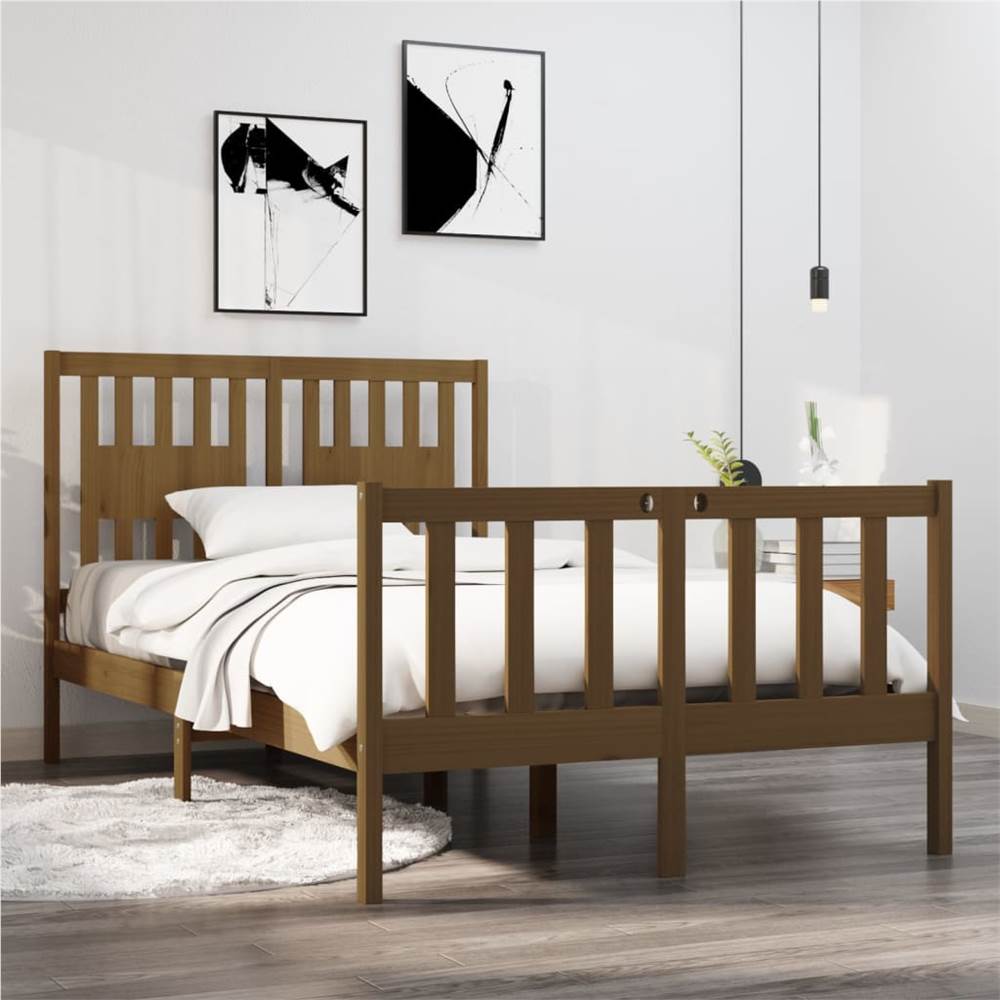 

Bed Frame Honey Brown Solid Wood 120x190 cm 4FT Small Double