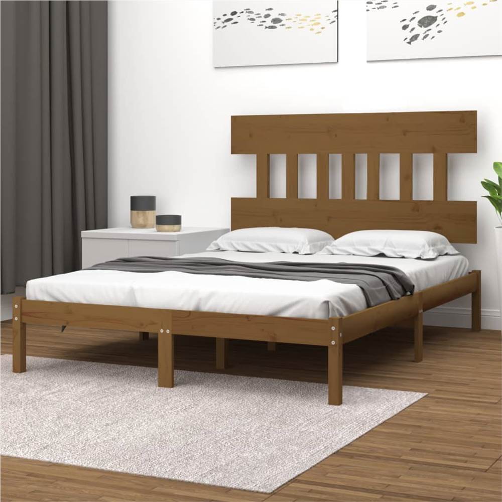 

Bed Frame Honey Brown Solid Wood 135x190 cm 4FT6 Double