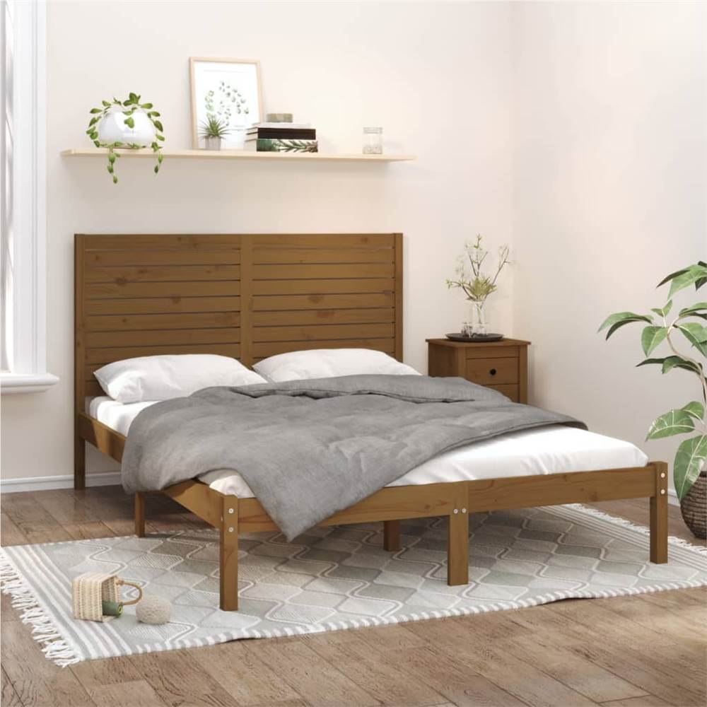 

Bed Frame Honey Brown Solid Wood 150x200 cm 5FT King Size