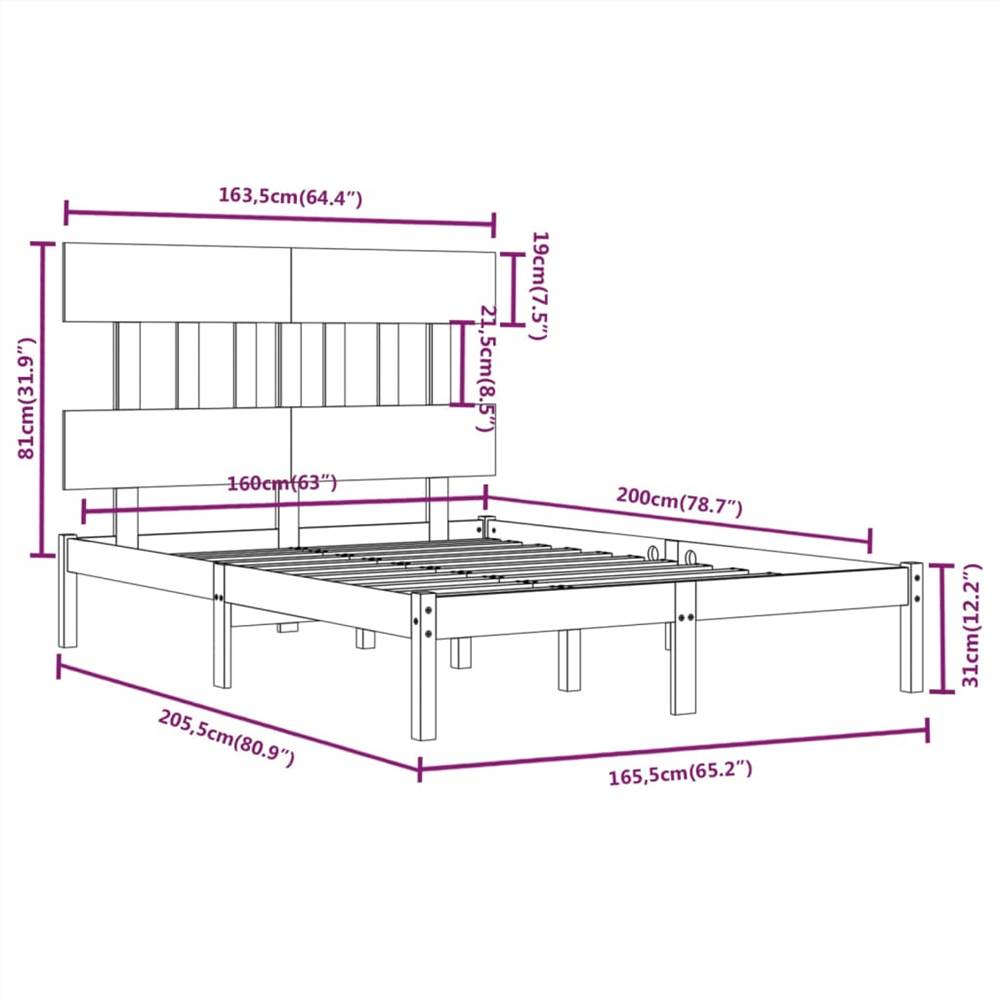 Bed Frame Honey Brown Solid Wood 160x200 cm