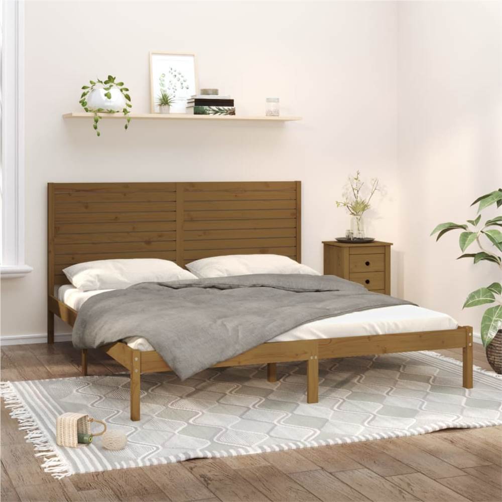 

Bed Frame Honey Brown Solid Wood 180x200 cm 6FT Super King
