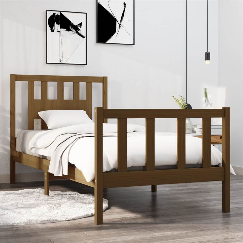 

Bed Frame Honey Brown Solid Wood 75x190 cm 2FT6 Small Single